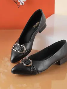 Metro Embellished Block Pumps with Buckles