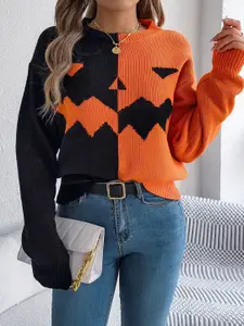 StyleCast x Revolte Women Colourblocked Round Neck Pullover Sweaters