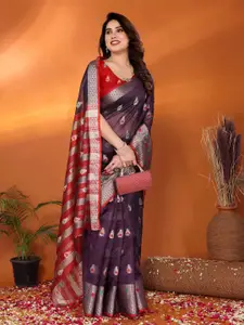 vj fashion Paisley Zari Linen Blend Saree