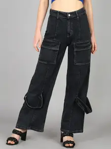 DressBerry Women Comfort Wide Leg High-Rise Light Fade Acid Wash Stretchable Jeans