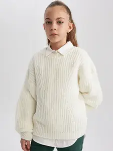 DeFacto Girls Round Neck Pullover Sweater