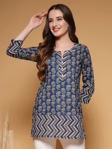 SUBAGI FASHION Floral Printed V-Neck Pure Cotton Kurti