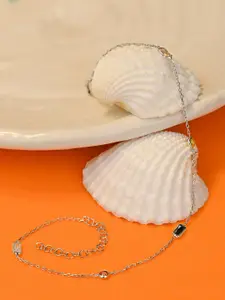 TOUCH925 925 Pure Sterling Silver Artificial Stones Studded Anklet