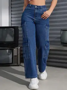 DressBerry Women Comfort Wide Leg High-Rise Light Fade Acid Wash Stretchable Jeans