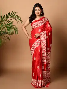 Laa Calcutta Ethnic Motifs Printed Pure Silk Saree