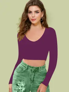 Dream Beauty Fashion Women V-Neck Fitted Crop Top