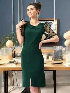 IUGA Bodycon Women Peter Pan Collar Puff Sleeves Bodycon Dress