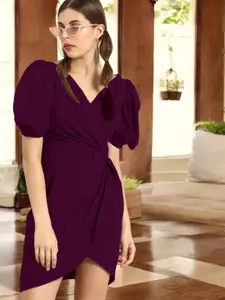 IUGA Women Puff Sleeve Wrap Dress