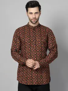 Vastraa Fusion Ethnic Motifs Printed Mandarin Collar Cotton Straight Kurta