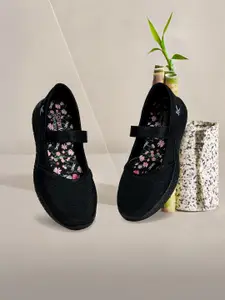 KazarMax Women Black Floral  Comfortable Lightweight Ballerinas Flats -3 UK