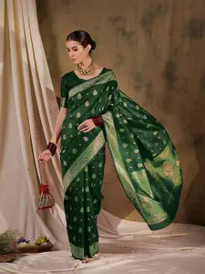 DEVATITHI Ethnic Motifs Zari Silk Blend Banarasi Saree