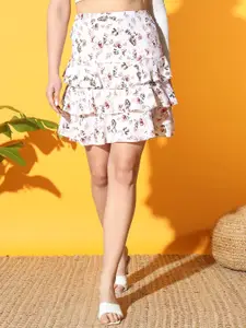 Moda Rapido Printed Layered Mini Skirt