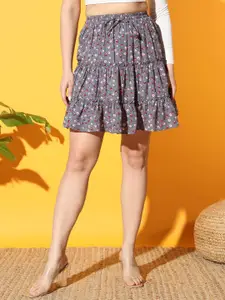 Moda Rapido Floral Printed Layered Mini Skirt