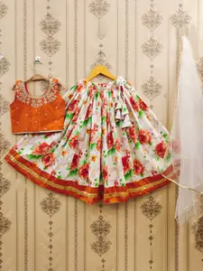 JOVK DESIGN Girls Dyed Thread Work Tie and Dye Ready to Wear Lehenga & Blouse With Dupatta