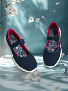 KazarMax Women Navy Floral Comfortable Lightweight Ballerinas Flats