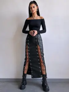 StyleCast x Revolte Women A-Line Maxi Skirt With Tie-Ups Details