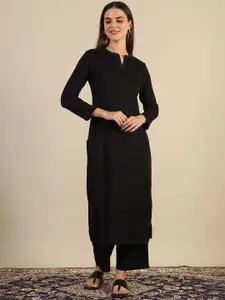 AURELIA Embellished Notch Neck Straight Kurta