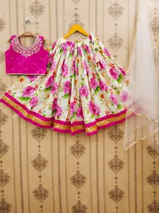 JOVK DESIGN Girls Dyed Thread Work Tie and Dye Ready to Wear Lehenga & Blouse With Dupatta