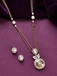 Voylla Kundan Elegance Majestic Ivory Pendant Set