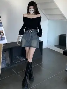 StyleCast x Revolte Women A-Line Denim Mini Skirt