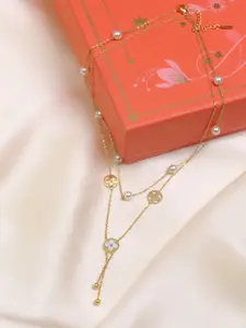 ARTKLIM Gold-Plated Artificial Stones and Beads Beaded Circular Shaped Pendants Necklace