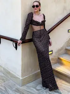 StyleCast x Revolte Printed Long Sleeves Top With Skirt