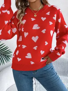StyleCast x Revolte Women Self Design Pullover Sweater