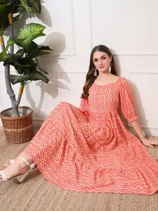 DECKEDUP Women Off-Shoulder Ruffled Fit & Flare Maxi Dress