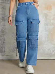 DressBerry Women Comfort Boyfriend Fit Wide Leg High-Rise Light Fade  Stretchable Jeans