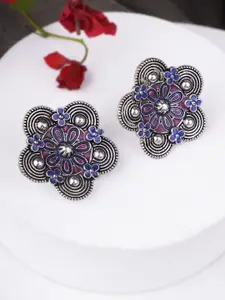 Adwitiya Collection Silver-Plated Floral Shaped Studs