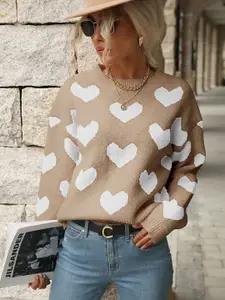 StyleCast x Revolte Women Self Design Cable Knit Pullover Sweater