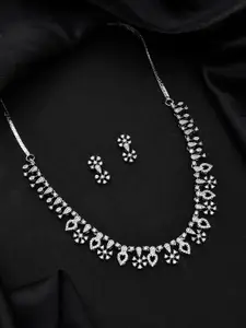 Voylla Sparkling Essentials Twilight Glam American Diamond Necklace Set