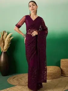 DEVATITHI Wine Net Saree