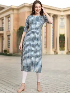 7Threads Chevron Printed Round Neck Straight Kurta