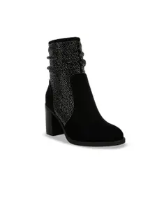 London Rag Women Rhinestone Studded Slouchy Ankle Boots