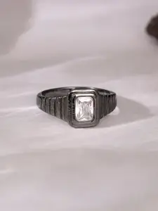 GIVA Men 925 Silver Rhodium-Plated Zircon Nomadic Spirit Ring Fixed Size Indian - 20