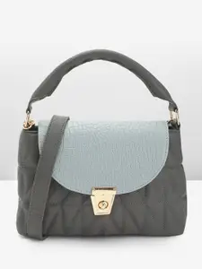 Carlton London Colourblocked Structured Satchel with Quilted Detail