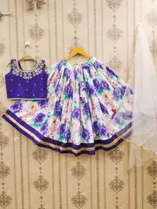 JOVK DESIGN Girls Dyed Thread Work Tie and Dye Ready to Wear Lehenga & Blouse With Dupatta