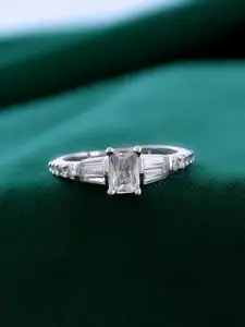 Voylla Sparkling Elegance Silver Spark American Diamond Ring