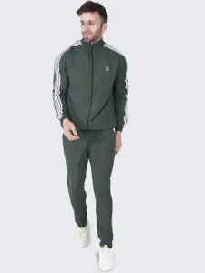 GOTO Men Striped Mock Collar Mid-Rise Sports Tracksuits