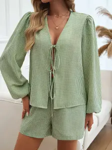 StyleCast x Revolte Checked V-Neck Top With Shorts