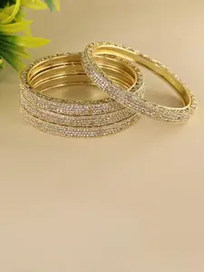 LAVAZZA Set of 4 Zircon Stones Studded Metal Kada Bangles