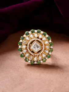 Voylla Kundan Opulance Shahi Chand Green Ring