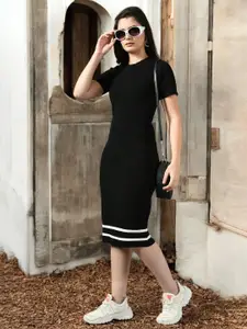 IUGA Women Back Slits Striped Bodycon Dress