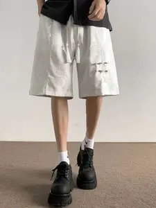 StyleCast Men White Embellished Self Design Regular Shorts