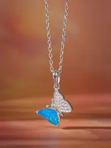 GIVA Rhodium-Plated Contemporary Pendants with Chains