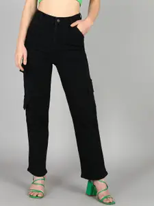 DressBerry Women Comfort Wide Leg High-Rise Stretchable Cargo Jeans