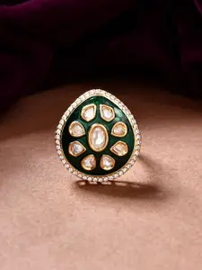 Voylla Kundan Elegance Shahi Meena Emerald Ring