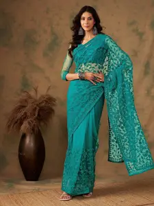 DEVATITHI Embellished Embroidered Net Saree with Blouse Piece