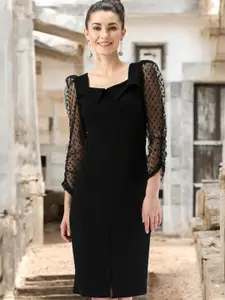 IUGA Sweetheart Neck Puff Sleeves Sheath Dress